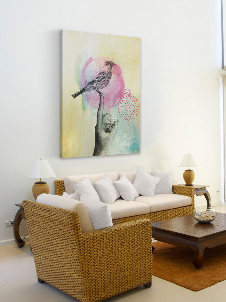 Marmont Hill, "Bird Rest" by Christine Lindstrom Print on Wrapped Canvas, 24x36