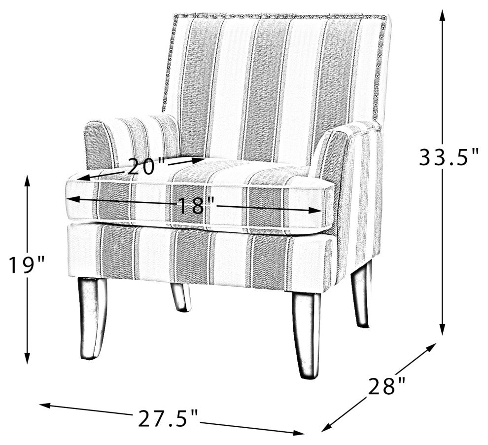 Wooden Upholstery Armchair, Set of 2, Blue