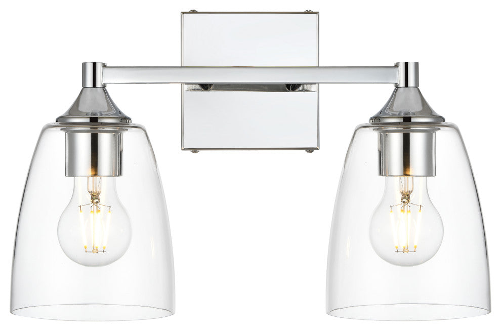 2 Light Chrome And Clear Bath Sconce