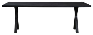 Black Wishbone 87" Wide Oak Dining Table, Black