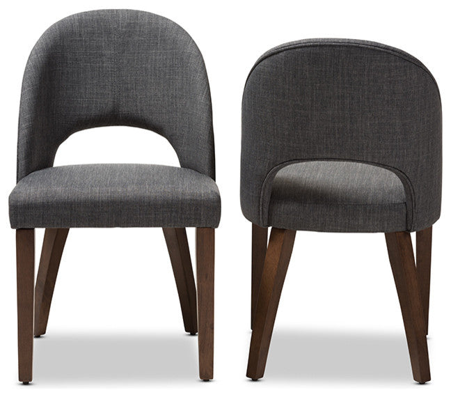 Wesley Dark Gray Upholstered Walnut Wood Dining Chair, Set of 2