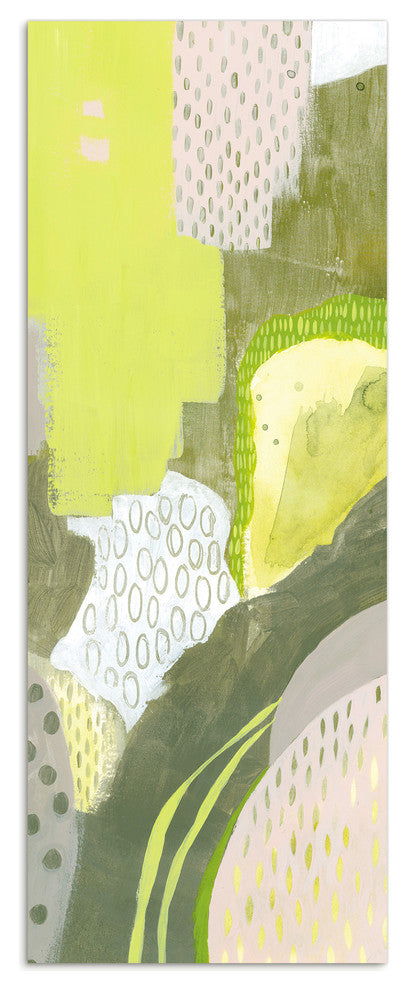 "Sun Fleck" Green Abstract Wall Art Frameless Free Floating Tempered Glass