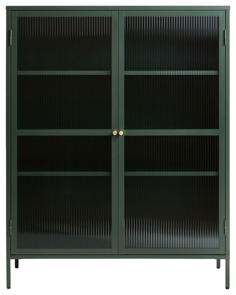 Metal & Glass 55" Display Cabinet, Green