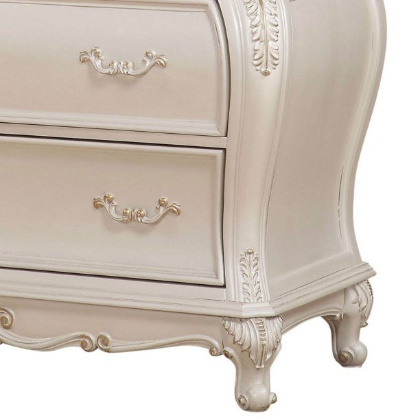 Benzara BM185914 Wooden Drawer Chest With Five Drawers, Pearl White