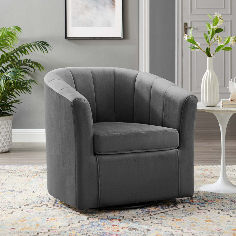 Armchair Accent Chair, Velvet, Dark Gray, Modern, Living Lounge Hospitality