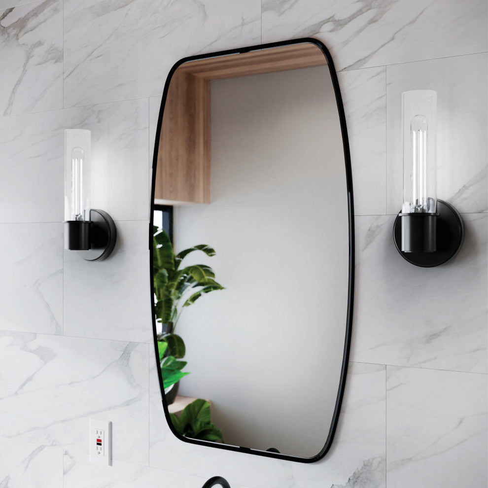 Aviv 13" 1 Light Wall Sconce With Clear Glass, Black