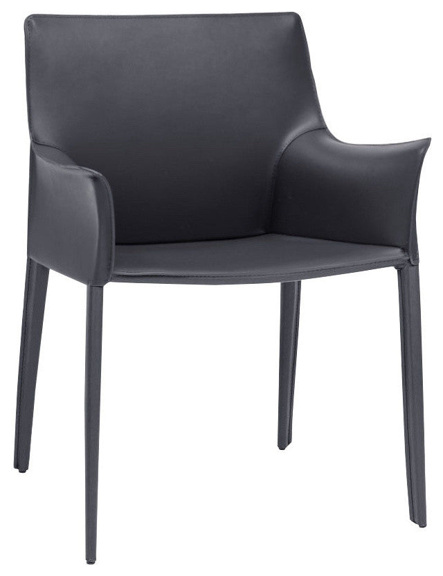 Colt Leather Dining Armchair with Leather Legs, Gray