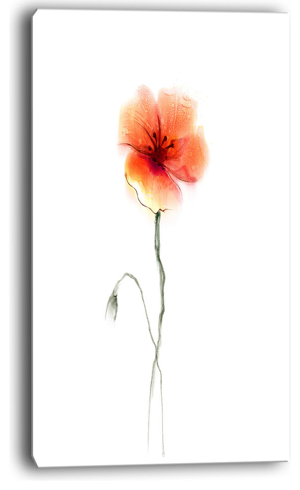 "Large Pink and Red Poppy Flower" Flower Canvas Wall Art, 20"x40"