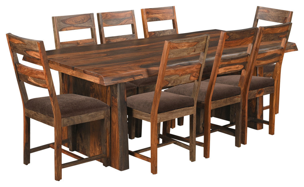 Damian Live Edge Wood Dining Table, Dark Brown, 86"
