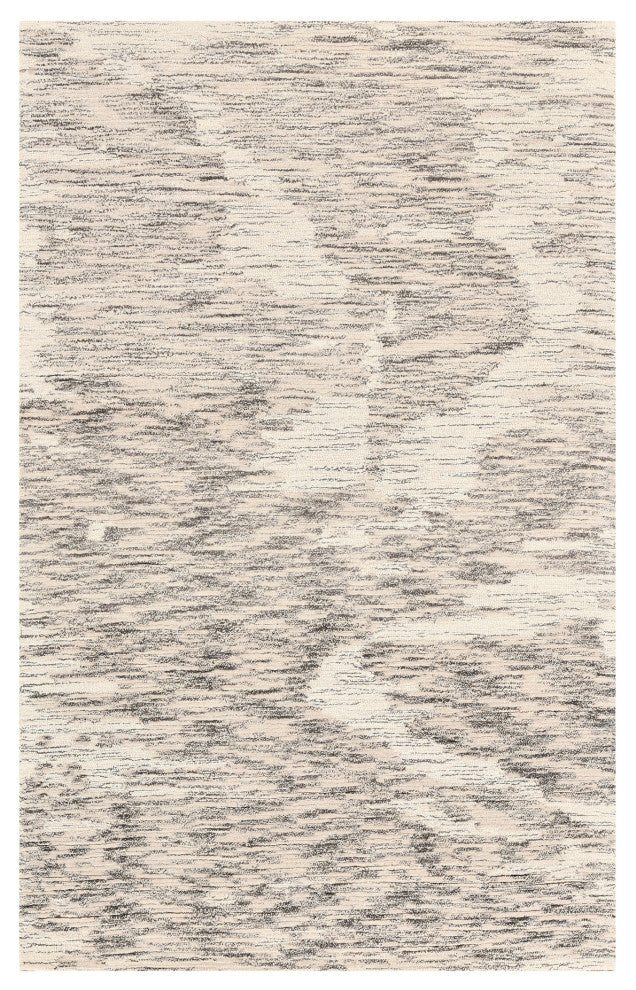 Mexico Abstract Ivory Charcoal Hand-Hooked Area Rug 8' x 10'