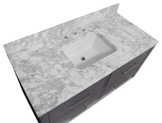 Helsinki 42" Floating Wall Mounted Bathroom Vanity, Marine Gray, Carrara Marble