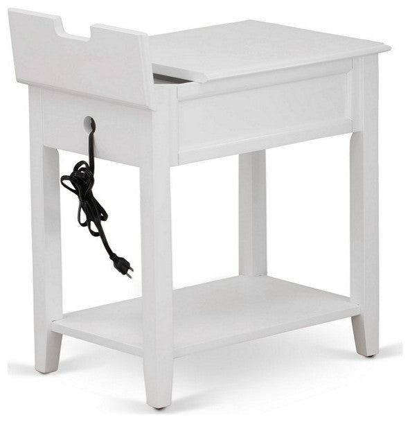 Wood Night Stand With 1 Drawers, Stable And Sturdy Constructed White Finish
