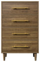 4 Drawers 30" W Wood Chest, Natural Walnut