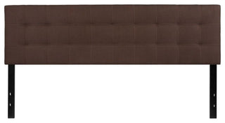 Bedford Tufted Upholstered King Size Headboard in Dark Brown Fabric