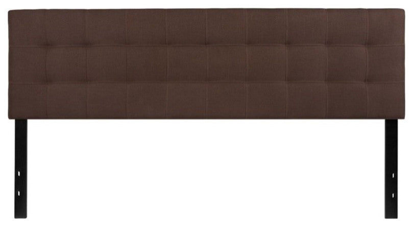 Bedford Tufted Upholstered King Size Headboard in Dark Brown Fabric