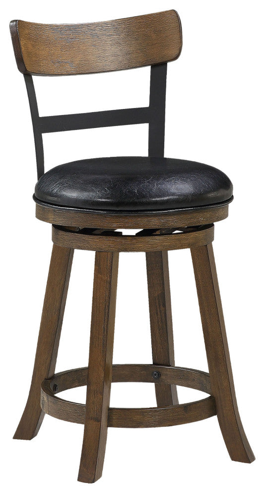 Riverside Walnut High Back Wood and Metal Bar Stool, 36.5 in.