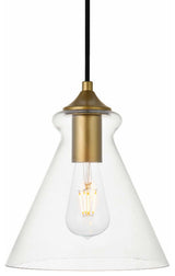 Elegant Lighting LD2244 Destry 8"W Mini Pendant - Brass / Clear