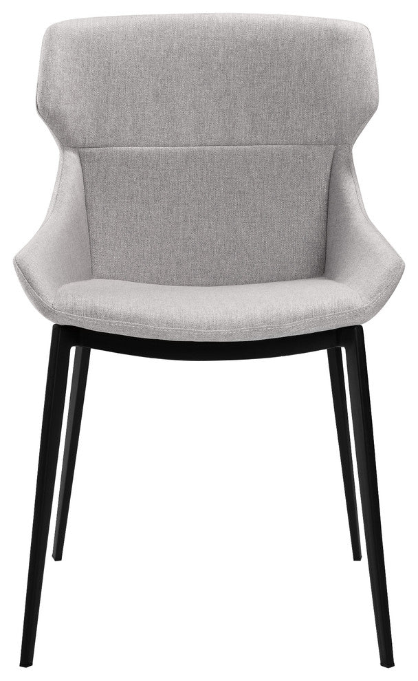 Nantes Modern Dining Chair, Matte Black Finish and Gray Fabric, Set of 2