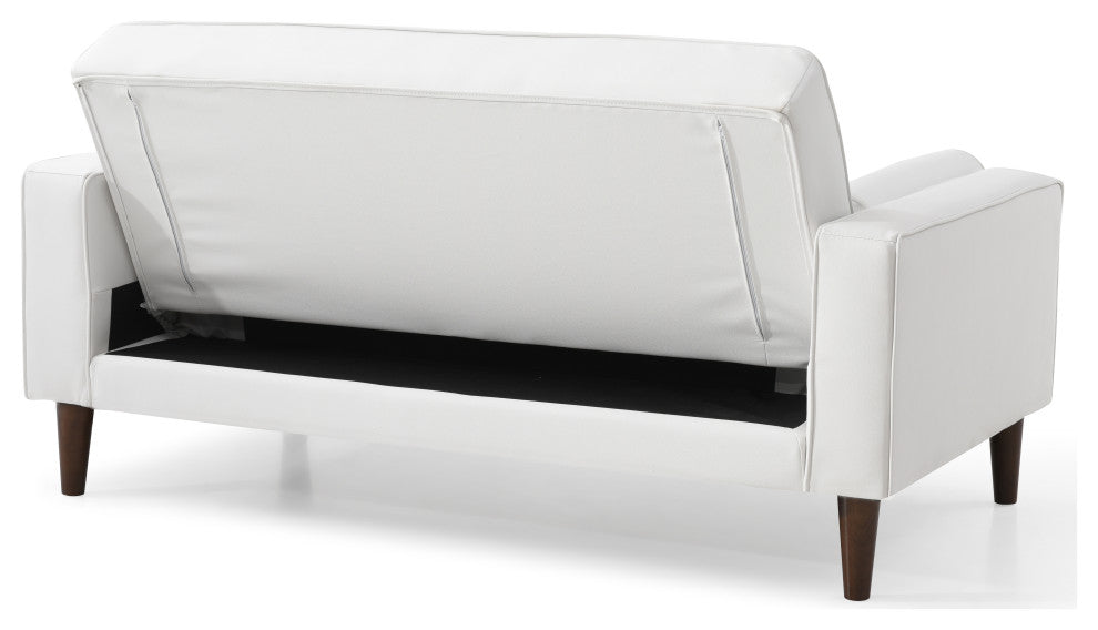 Navi Sleeper Love Seat, White Faux Leather