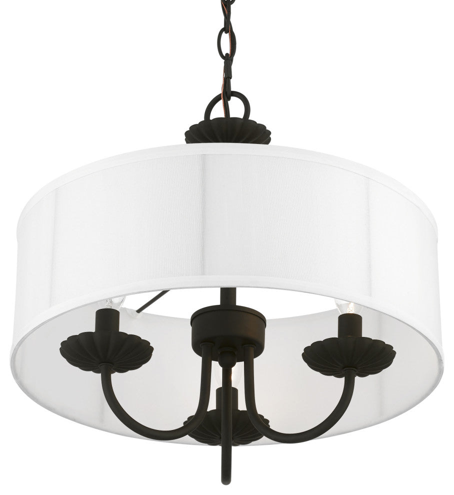 Livex Lighting 3 Light Black Pendant Chandelier