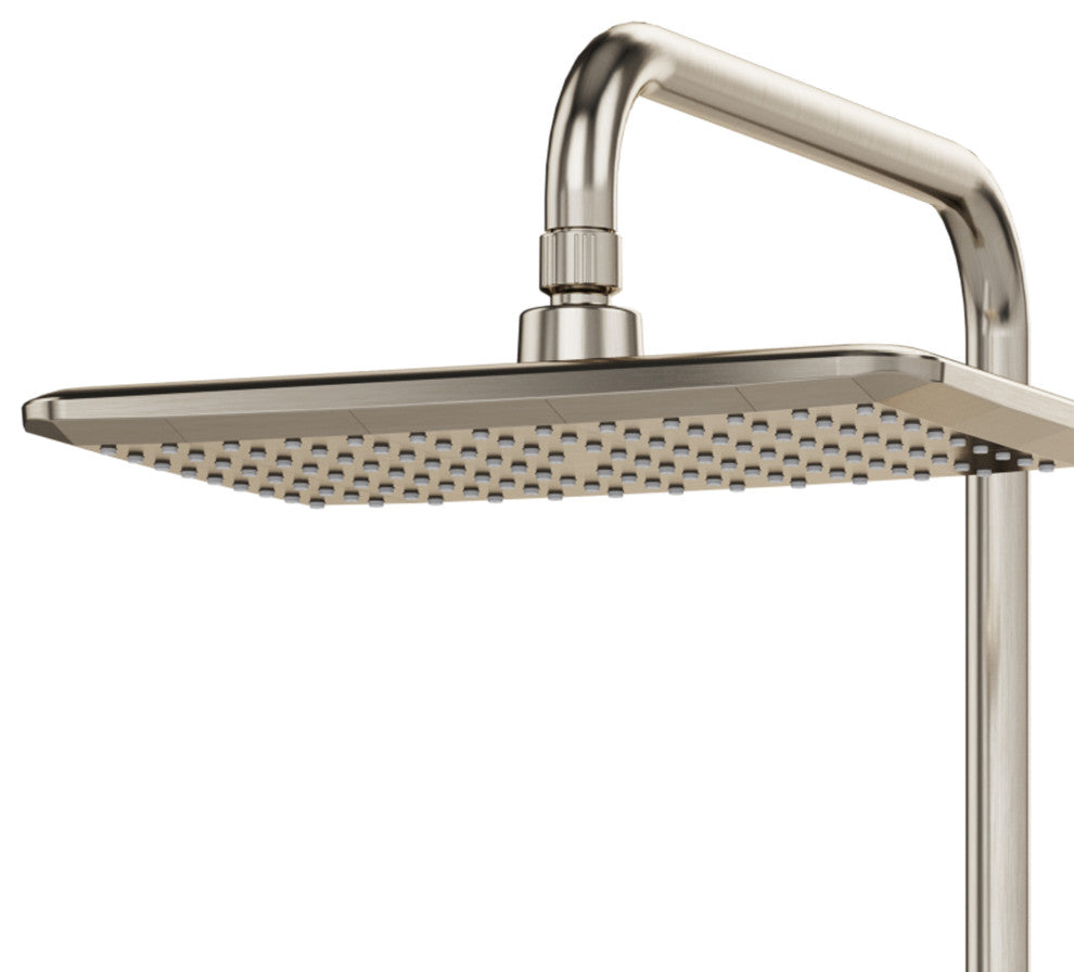 AquaPower 11-in Rain Showerhead Shower System with Pivoting Shower Arm 1.8 GPM, Brushed Nickel