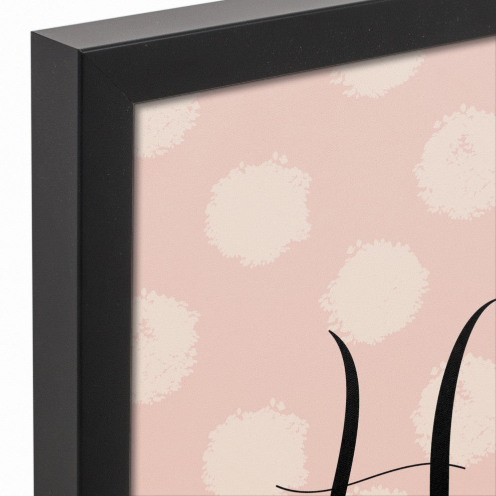 Holy Chic Cream Polka Dots on Pink 13.73x13.73 Black Framed Canvas