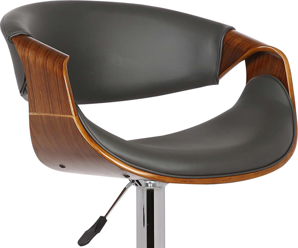 Butterfly Swivel Bar Stool, Walnut and Gray
