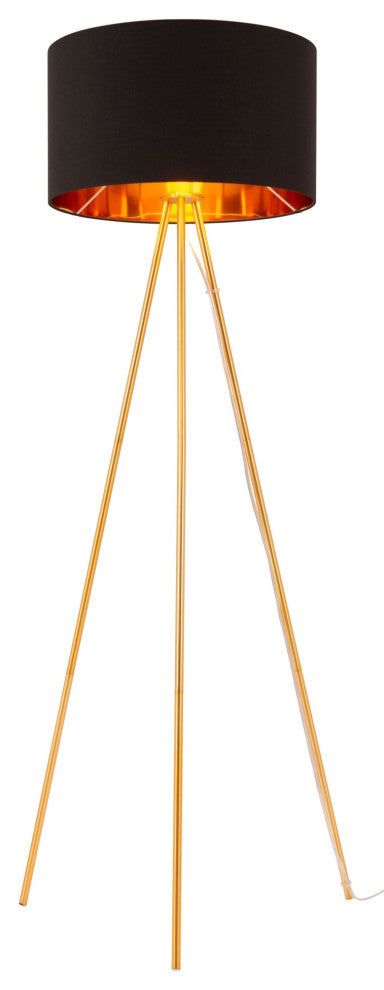 Floor Lamp Light, Steel Metal, Black, Gold, Kitchen Lounge Cafe Bistro Lobby