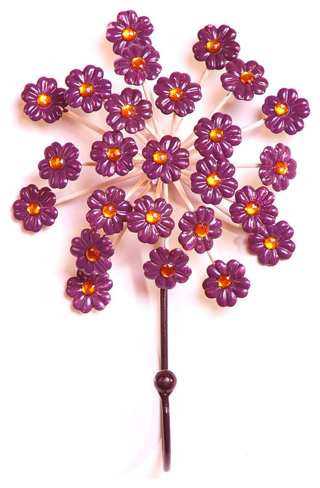 Flower Wall Hook, Purple