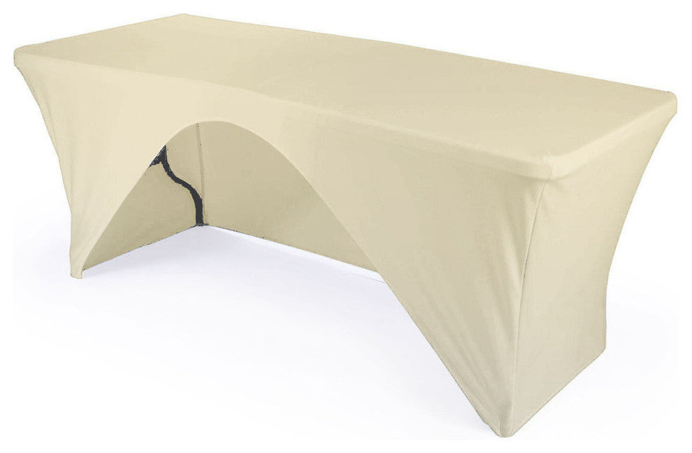 LA Linen Open Back Spandex Tablecloth, Ivory, 96"x30"x30"