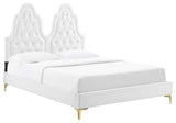 Alexandria Tufted Performance Velvet Twin Platform Bed, White