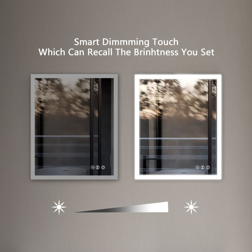 30x36 In. Smart Touch Backlit Dimmable Multi-Color Anti-Fog LED Vanity Mirror