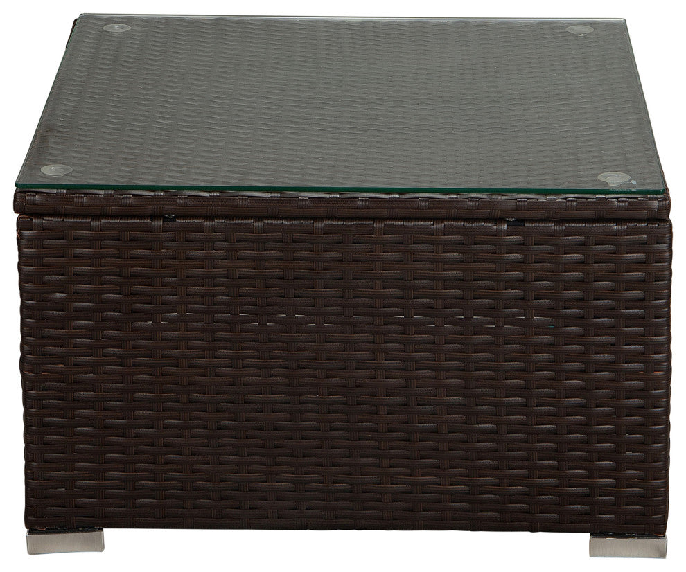 117" Wide Outdoor Wicker U-Shaped Patio Sectional With Cushions, Beige