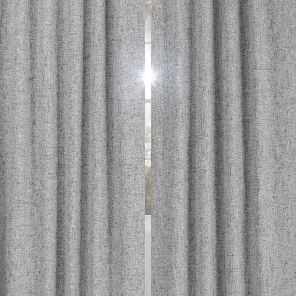 Vintage Thermal Cross Linen Weave Blackout Curtain Single Panel, Millennial Gray, 50"x120"