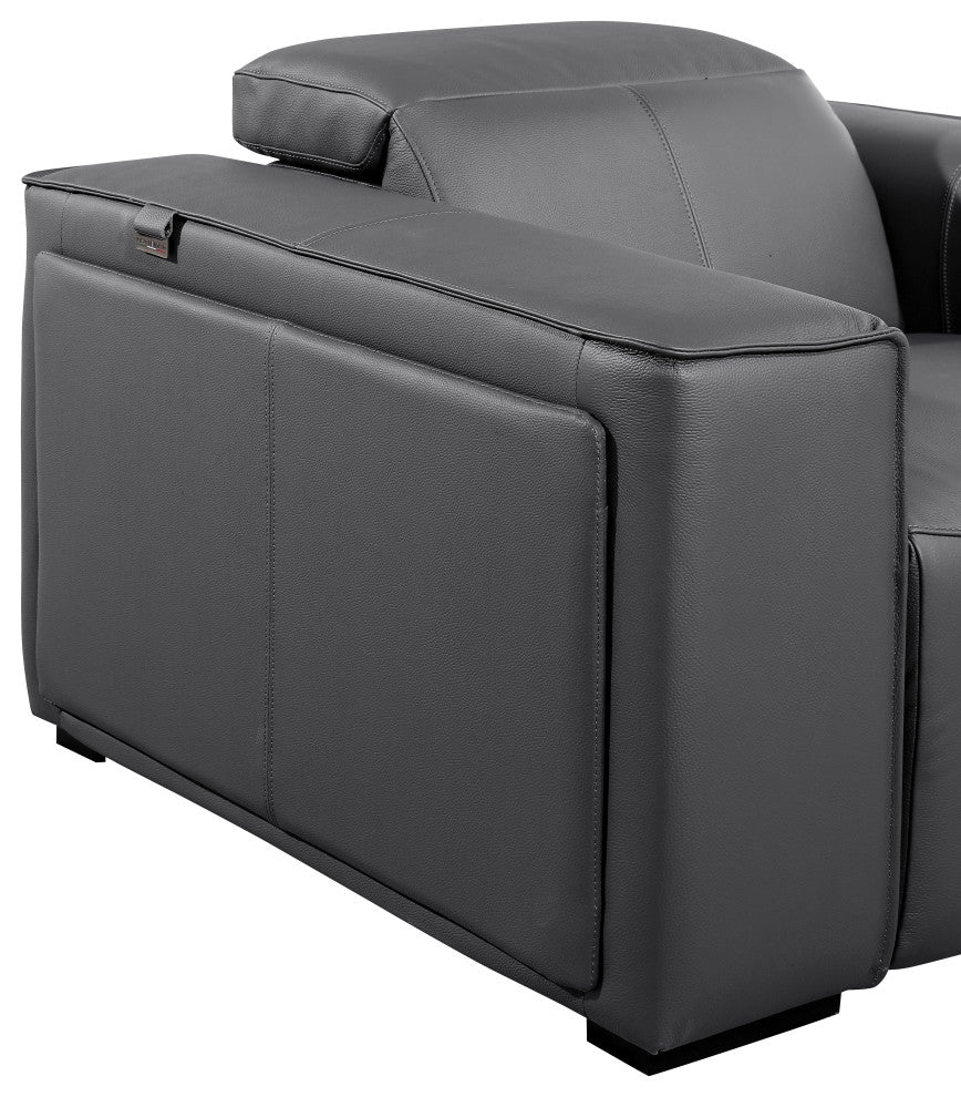 Niccolo Italian Leather 8-Piece U-Shaped 4 Power Reclining Sectional, Dark Gray.