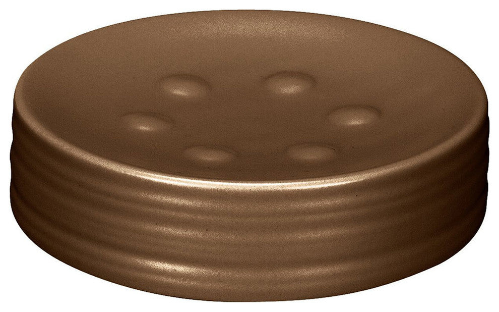Round Porcelain Bathroom Accessories, Sahara, Soap Dish, Nut Brown