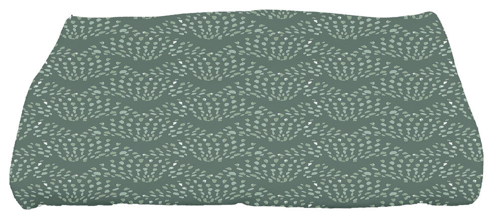 Fan Dance 28"x58" Green Geometric Bath Towel