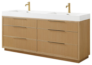 Hohhot Bath Vanity, Stone Sink Top No Mirror, Washed Ash Gray, 72", Double Vanity