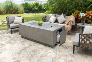Andes Light Grey Rectangle Concrete Hidden Tank Fire Table