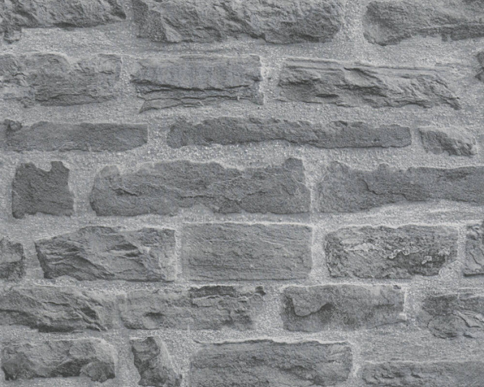 Faux Textured Wallpaper Stone Wall, 319442, Blue Gray, One Roll