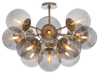 Shine Flush Mount, Polished Nickel With Smoke Glass