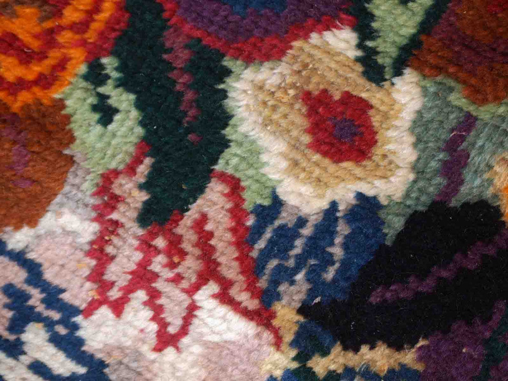 Handmade Antique French Art Deco Rug, 1.6'x3.8', 50cmx116cm 1920s