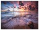 Beautiful Sea Waves At Sunset, Beach Photo Canvas Print, 36x28, 3 Panels