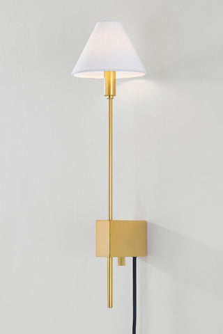 Teaneck 24" High Aged Brass Plug-In Wall Sconce