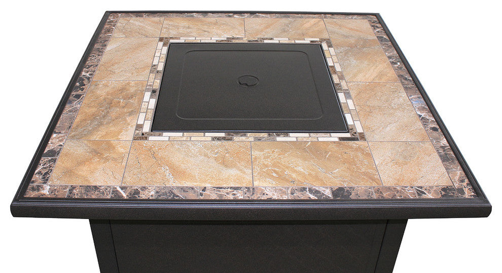 AZ Patio Heater Marble Tile 40" Square LP Fire Pit Table