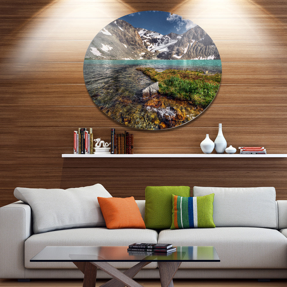Crystal Clear Creek In Mountains, Landscape Art Round Wall Art, 23"