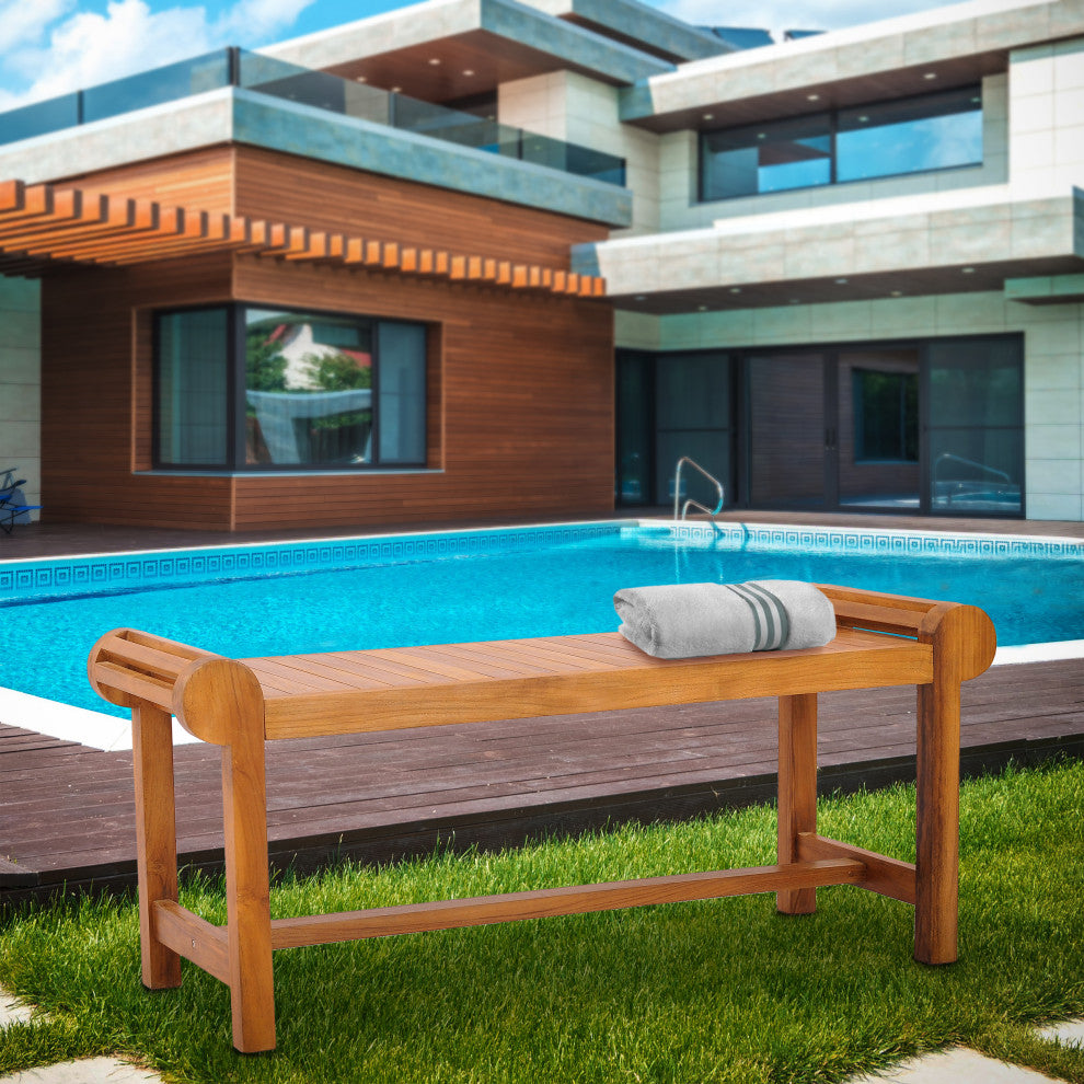 Teak Wood Lutyens Outdoor Patio Backless Bench made from A-Grade Teak Wood