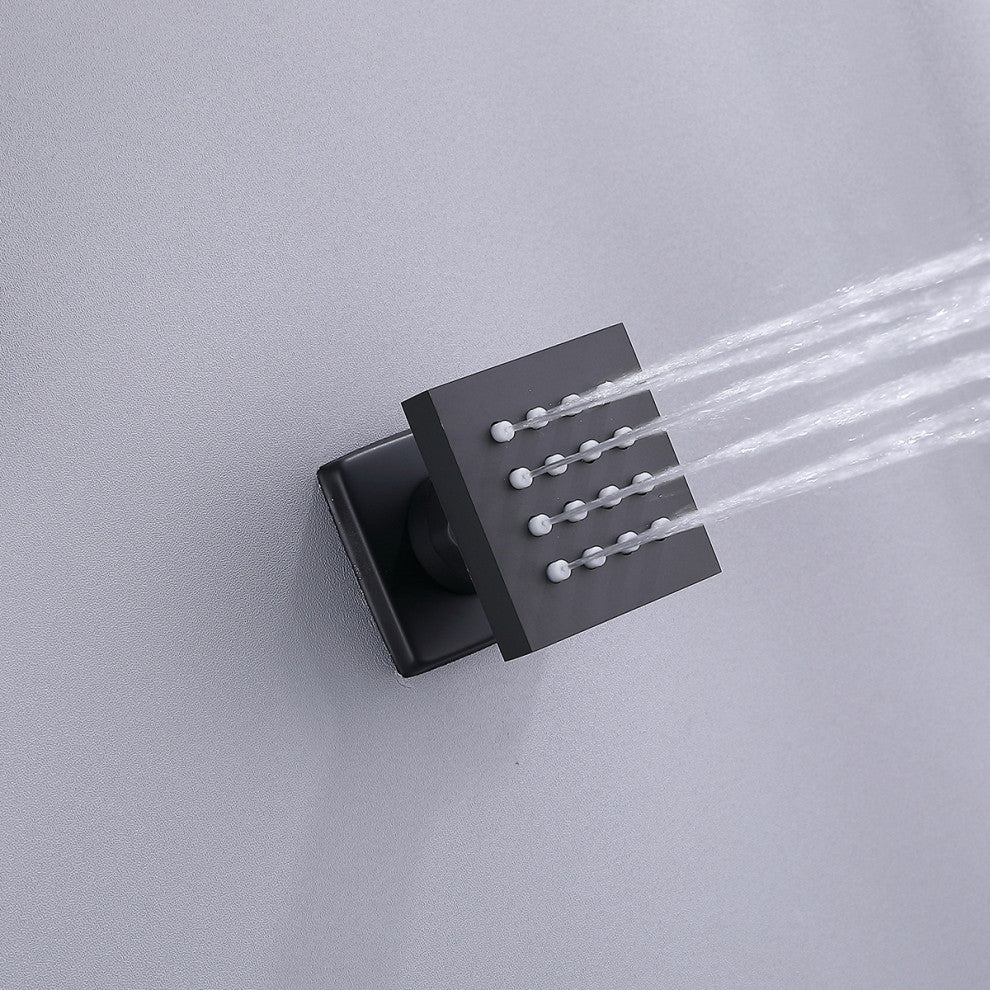 10" Rain Shower System Mixer Handheld Shower 4Pcs Massage Jets, Matte Black