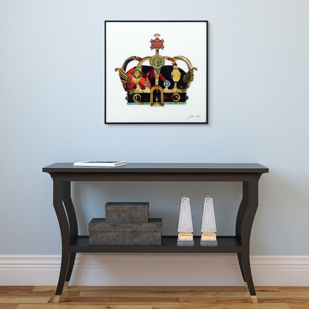 "Crowns" Printed Wall Art Glass Encased With Black Anodized Aluminum Frame