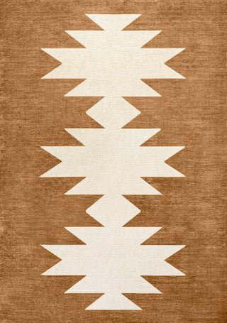 Chayton Minimalist Geometric Machine-Washable Area Rug, Rust/Cream, 3x5